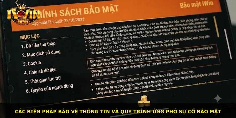Các biện pháp bảo vệ thông tin và quy trình ứng phó sự cố bảo mật
