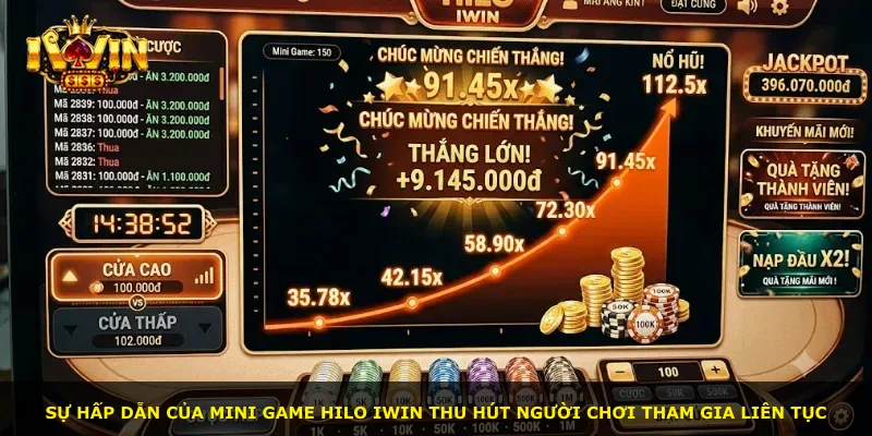 Sự hấp dẫn của mini game Hilo Iwin thu hút người chơi tham gia liên tục